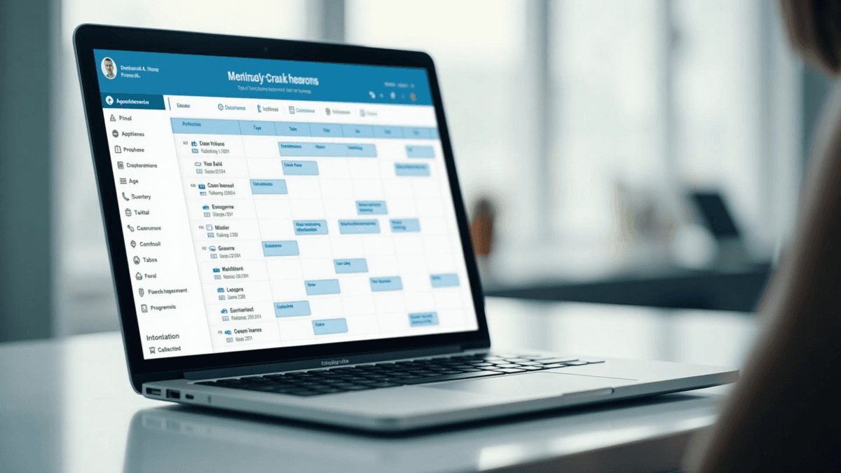 Dashboard de agendamento médico mostrando calendário e consultas